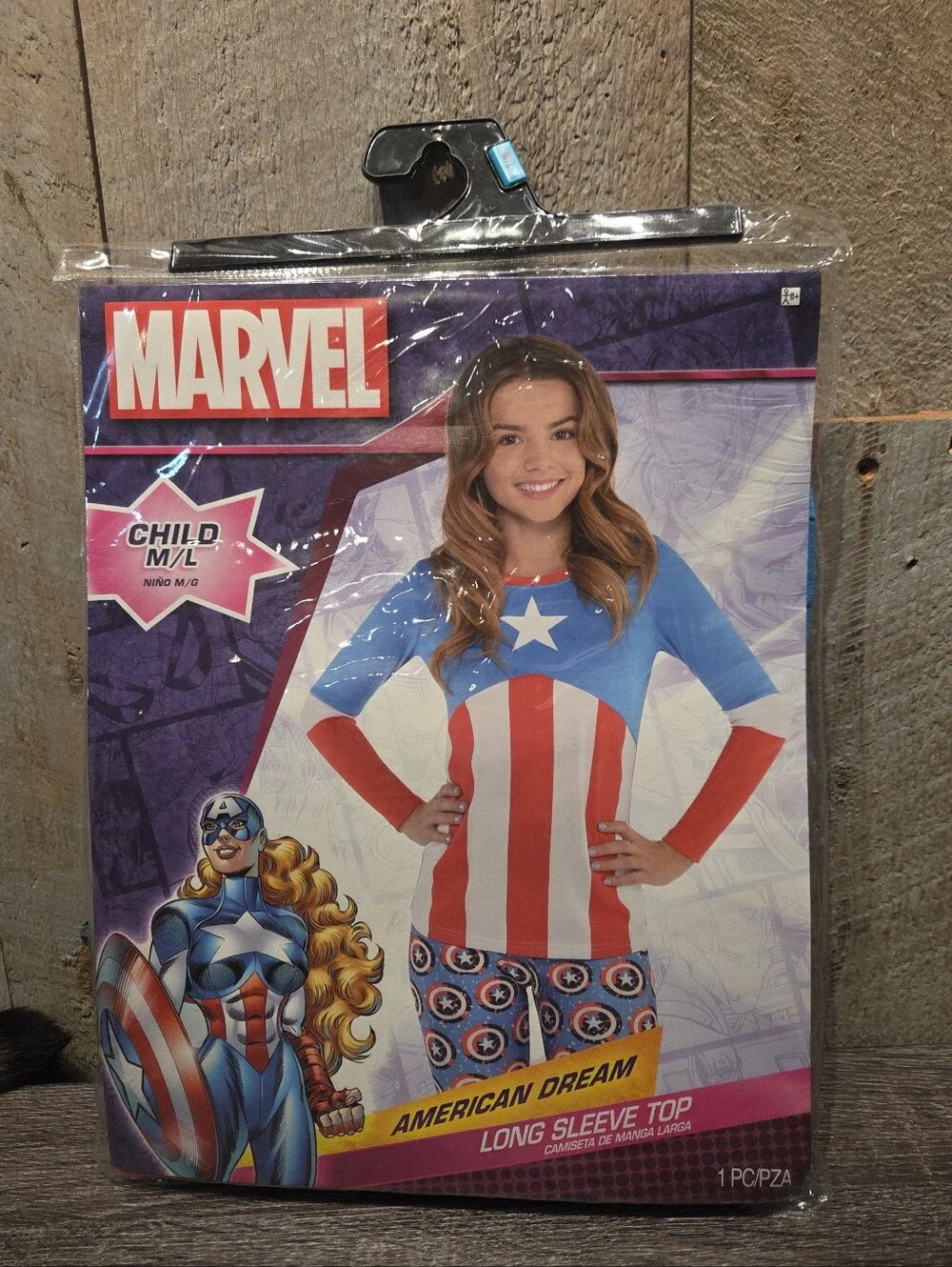 Marvel Shirt American Dream Long Sleeve Shirt Costume Captain America M/L New